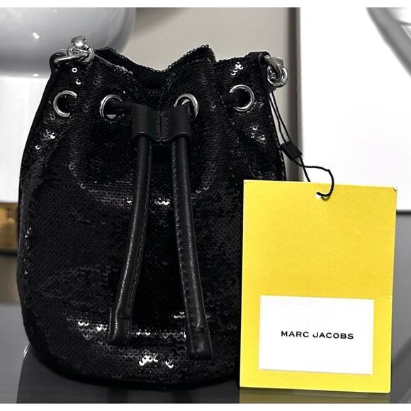 Marc Jacobs The Micro Sequin Bucket Bag, BLACK - Picture 1 of 16